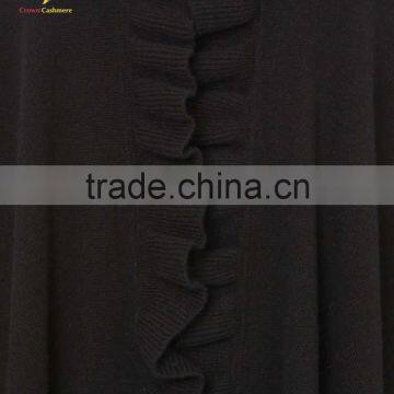 Pure Color Winter Handmade Poncho Wholesale Cashmere Women Knit Poncho photo-3