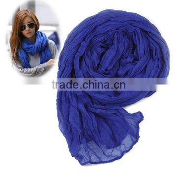 Women's Long Crinkle Scarf Wraps Soft Shawl Stole Pure Color Wholesale Scarf 7589 photo-2