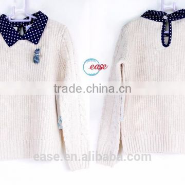 kids pullover sweater 100% merino wool cable knit sweater design for children