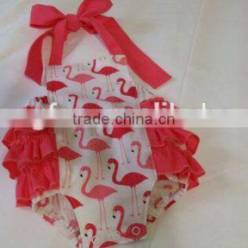 Wholesale Baby Clothing Baby Girls Flamingo Romper Kids Ruffle Bubble photo-3