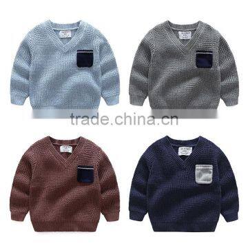 S33470W New Boy Sweaters Cotton Top Warm Knitted V-neck Sweater