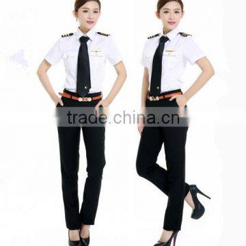 China Wholesales Short Sleeve White Airport Lady Aviator Shirts photo-2