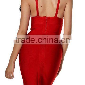 Spaghetti Straps Plunging Neck Bodycon Fit Bandage Dress 2015 photo-5
