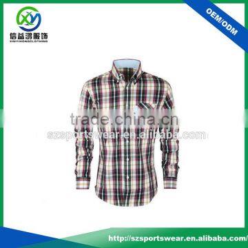 OEM 100%cotton Grid Patterm Mens Long Sleeve Casual Shirts