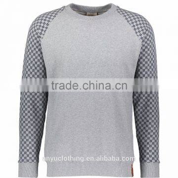 New Fashion Raglan Sleeve Grey Printed Arms Jumper for Men