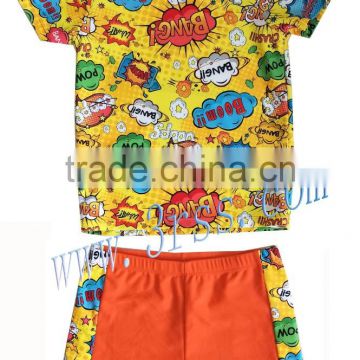 Best-selling digital printing two pieces rash guard kids rash guard for boys