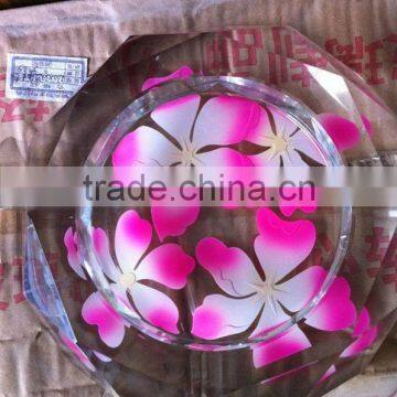 pink flower large crystal ashtrays