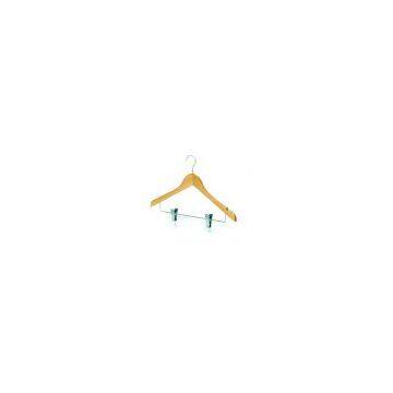 Wooden Hanger With Metal Clips