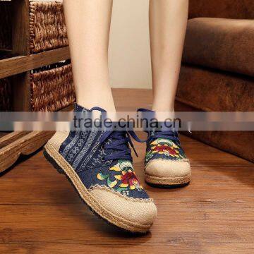 emboidered star women homemade linen sandals comfortable fisherman shoe folk slippers/Chinese ethnic flavor casual linen shoes