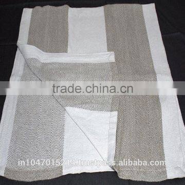 Linen cotton herringbone weave hand woven bath towel