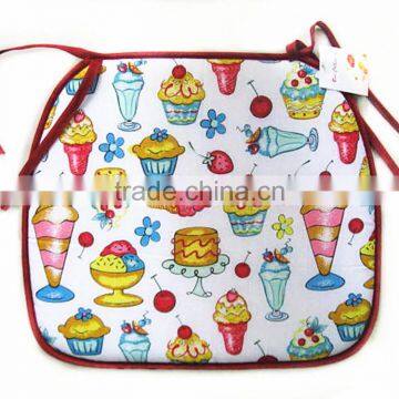 Ice Cream And Cake Pattern Lovely Chair Pad With Ties
