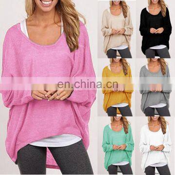 Wholesale Stocks Colorful Cute Oversized Off the Shoulder Pullover Knit Sweaters Top