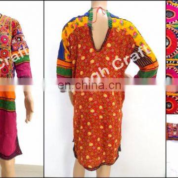 Kuchi Afghan Dress Top - Afghani Costume Banjara Mirror Work Tunic Top - Tribal Hippie Style Costume Dress