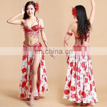 GT-10151 Arabic floral satin performance show beaded sequins belly dance costume wear