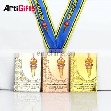 Rectangle Stamped Sublimation Torch Sport Blank Square Medals With Ribbon