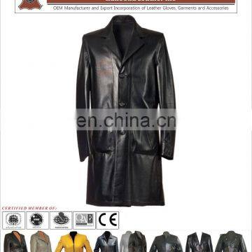 HLI OEM Service Leather Coat for Women, Top Quality Leather Long Coat for Women