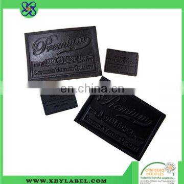 Latest style genuine leather label with metal logo for clothing