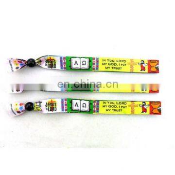 custom wholesale polyester durable fabric festival wristbands