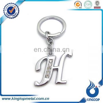 Custom Metal Letter H Keychain Alphabet Keyring With Acrylic Stone