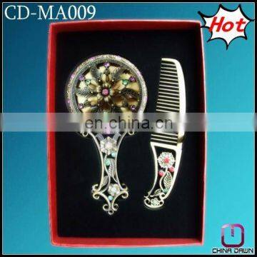 hot fashion gift ladies comb and mirror set with stone antique CD-MA009