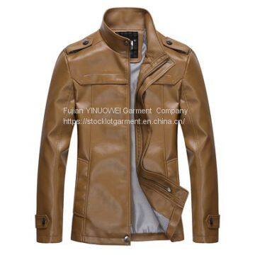 Latest Design Men's PU Leather Jacket Stocklot Leather Jacket Excess Garment Wholesale Apparel