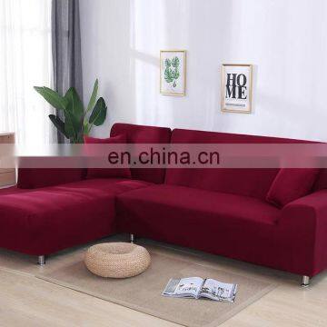 Solid plain L-shaped soft stretch elastic sofa covers protective sofa arm cover