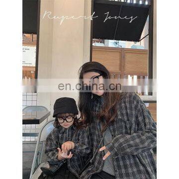 6886 Parent-child Shirt Baby Girl Long Sleeve Fashion Shirt Retro Plaid Blouse photo-3