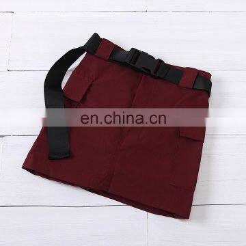 New Children's Wear High Collar Long Sleeve Solid Color Top Belt Tooling Short Skirt Children's Suit photo-6