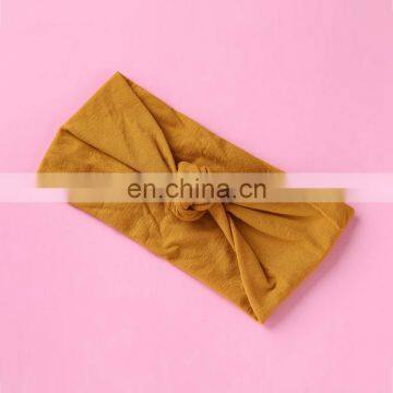 Baby Knot Soft Nylon Headband Girl Hairband Solid Color Kids Tulband Hair Accessories 27colors photo-5