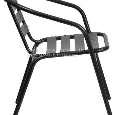 Black Garden Patio Outdoor Metal Stackable Chair photo-2