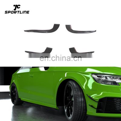 JC Sportline Carbon Fiber RS3 Front Canards Fins for Audi RS3 8V Sedan 2017-2019