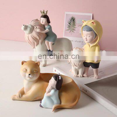 Nordic lovely girl decoration creative home decoration animal received resin craft gifts small ornaments spot