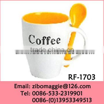 Professional Hot Sale Wholesale Ceramic Custom Coffee Mug with Spoon Made in China