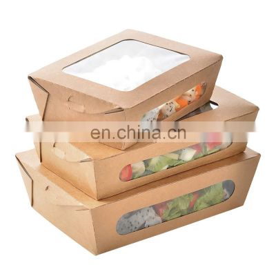 Sunkea Food packaging kraft paper salad box with clear window