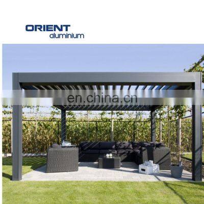 Factory Motor Outdoor Gazebo Modern Aluminium Louvre Roof Bioclimatic Pergola For Sunshade photo-2