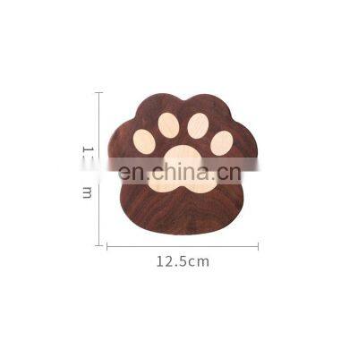 new fashion cute style cat claw shape walnut cup mat coasters 11.5x12.5x1.2cm