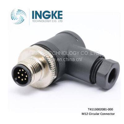 T4113002081-000 M12 Connector 8 Position Receptacle Male Screw