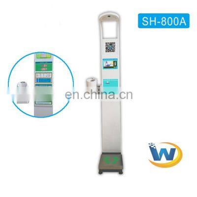 Electronic bmi blood pressure usb coin operated automatic body weighing scale with printer