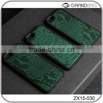 Luxury exotic skin green python leather case for iphone 6 / 6S with groove frame