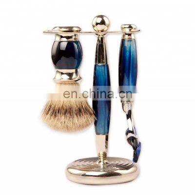 Resin Handle Professional Blue Safety Razor Set Shaving