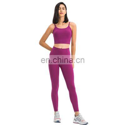 Newest In Stock Women's Sports Tank Top Bra And Leggings Workout Women Tight Fitness Yoga Wear two Pieces Set