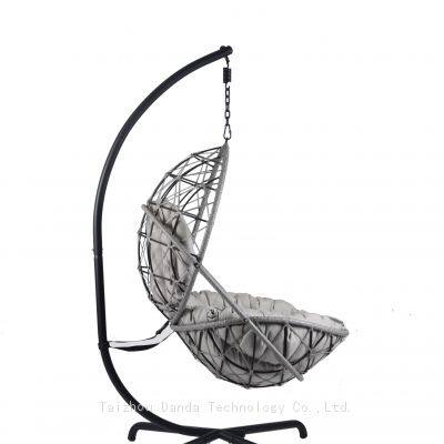 Durable Modern Outdoor Furniture Hanging Egg Swing Chair with Cushion PE Rattan Metal Frame Living Room Hotel Bedroom Courtyard