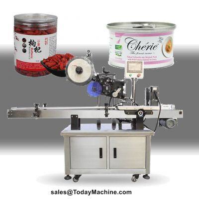 Automatic Round Bottle Applicator Food Can Vertical Roll Bottle Sticker Labeling Machine