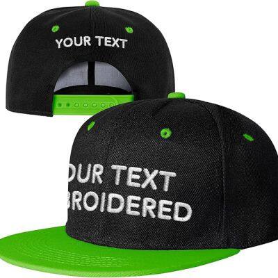 Custom Text Snapback Cap |Personalized Flat Brim Hats