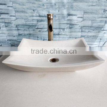 Best Sale Natural Beige Marble Bathroom Wash Basin photo-2