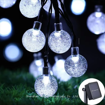 5M 20LEDs Solar String Lights - Wasserdichter Kristallball für Weihnachtsdekorationen im Freien, Garten oder auf Partys