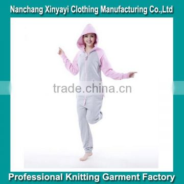 2015 OEM summer jumpsuits Color matching fleeces ladies conjoined pajamas