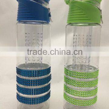 2015 Hot Sale Silicone/diamond Ring Leak-proof Tritan Fruit Infuser Water Bottle photo-3