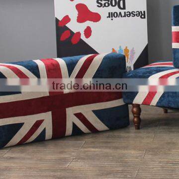S-150-1 European Style Bench Stool Union Jack Fabric Covered Ottomans photo-3