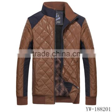 Stand collar cheap custom winter leather jacket